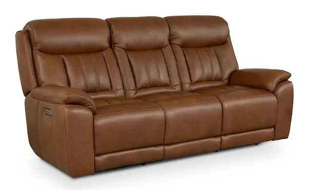 Bassett Club Level 3762-P62TC Benson Leather Power Reclining Sofa - Benson Tuscan Cafe Bassett Club Level 3762-P62TC Benson Leather Power Reclining Sofa - Benson Tuscan Cafe