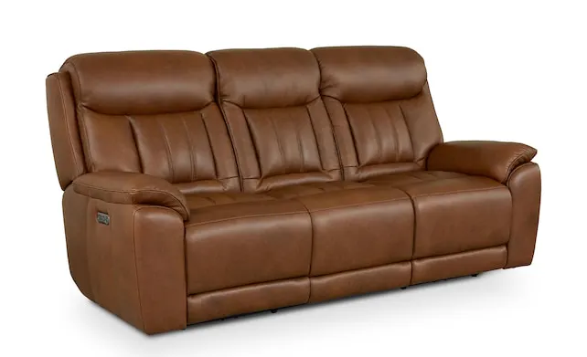 Bassett Club Level 3762-P62TC Benson Leather Power Reclining Sofa - Benson Tuscan Cafe Bassett Club Level 3762-P62TC Benson Leather Power Reclining Sofa - Benson Tuscan Cafe