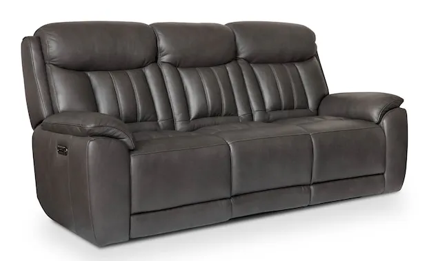 Bassett Club Level 3762-P62TG Benson Leather Power Reclining Sofa - Benson Tuscan Gunmetal Bassett Club Level 3762-P62TG Benson Leather Power Reclining Sofa - Benson Tuscan Gunmetal