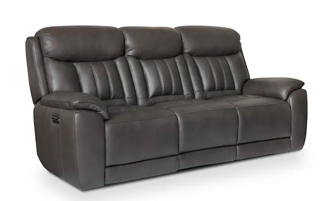 Bassett Club Level 3762-P62TG Benson Leather Power Reclining Sofa - Benson Tuscan Gunmetal Bassett Club Level 3762-P62TG Benson Leather Power Reclining Sofa - Benson Tuscan Gunmetal