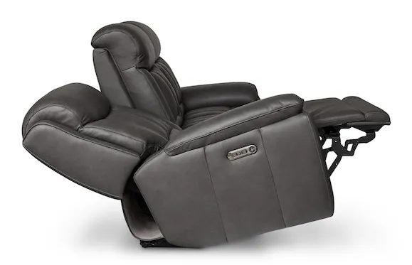 Bassett Club Level 3762-P42TG Benson Leather Power Reclining Loveseat - Benson Tuscan Gunmetal Bassett Club Level 3762-P42TG Benson Leather Power Reclining Loveseat - Benson Tuscan Gunmetal
