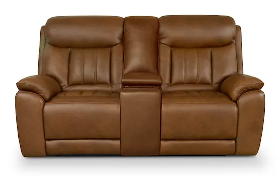 Bassett Club Level 3762-PC42TC Benson Leather Power Reclining Loveseat with Center Console - Benson Tuscan Cafe Bassett Club Level 3762-PC42TC Benson Leather Power Reclining Loveseat with Center Console - Benson Tuscan Cafe
