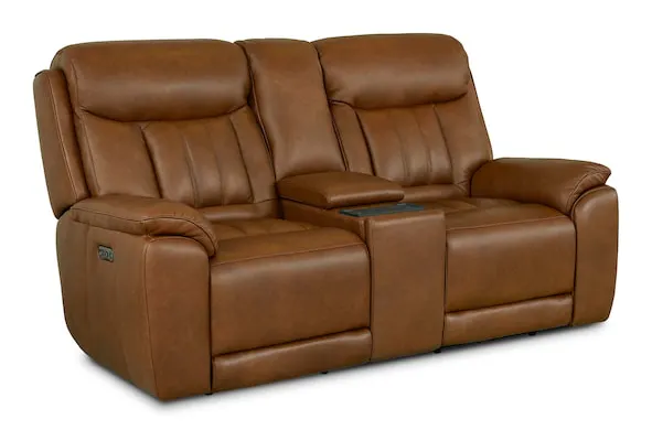 Bassett Club Level 3762-PC42TC Benson Leather Power Reclining Loveseat with Center Console - Benson Tuscan Cafe Bassett Club Level 3762-PC42TC Benson Leather Power Reclining Loveseat with Center Console - Benson Tuscan Cafe