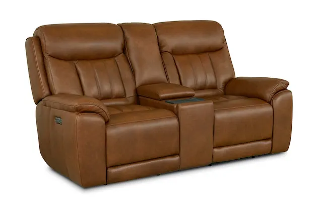 Bassett Club Level 3762-PC42TC Benson Leather Power Reclining Loveseat with Center Console - Benson Tuscan Cafe Bassett Club Level 3762-PC42TC Benson Leather Power Reclining Loveseat with Center Console - Benson Tuscan Cafe