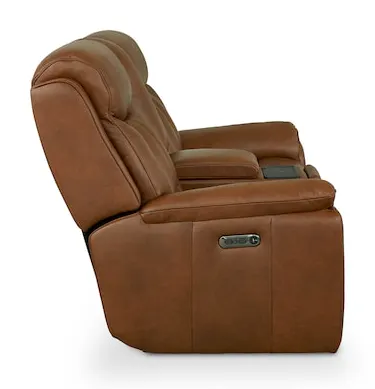 Bassett Club Level 3762-PC42TC Benson Leather Power Reclining Loveseat with Center Console - Benson Tuscan Cafe Bassett Club Level 3762-PC42TC Benson Leather Power Reclining Loveseat with Center Console - Benson Tuscan Cafe