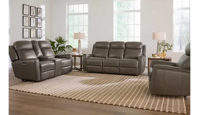 Bassett Club Level 3793-PC42S Douglas Leather Power Reclining Loveseat with Center Console - Douglas Sable Bassett Club Level 3793-PC42S Douglas Leather Power Reclining Loveseat with Center Console - Douglas Sable