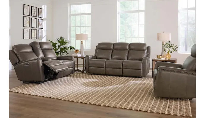 Bassett Club Level 3793-P62S Douglas Leather Power Reclining Sofa - Douglas Sable Bassett Club Level 3793-P62S Douglas Leather Power Reclining Sofa - Douglas Sable