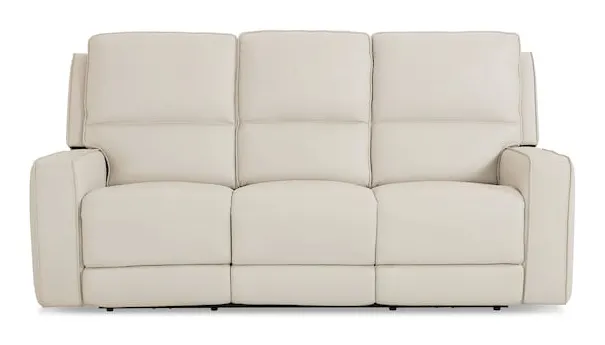 Bassett Club Level 3795-P62V Raymond Leather Power Reclining Sofa - Raymond Vanilla Bassett Club Level 3795-P62V Raymond Leather Power Reclining Sofa - Raymond Vanilla