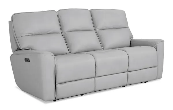 Bassett Club Level 3797-P62M Kenneth Leather Power Reclining Sofa - Kenneth Mist Bassett Club Level 3797-P62M Kenneth Leather Power Reclining Sofa - Kenneth Mist