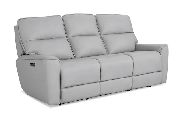 Bassett Club Level 3797-P62M Kenneth Leather Power Reclining Sofa - Kenneth Mist Bassett Club Level 3797-P62M Kenneth Leather Power Reclining Sofa - Kenneth Mist