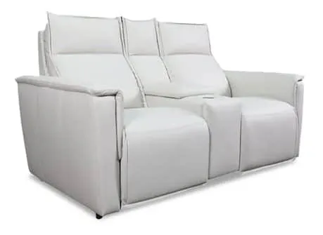 Bassett Club Level 3799-PC42V Chauncey Leather Power Reclining Loveseat with Center Console