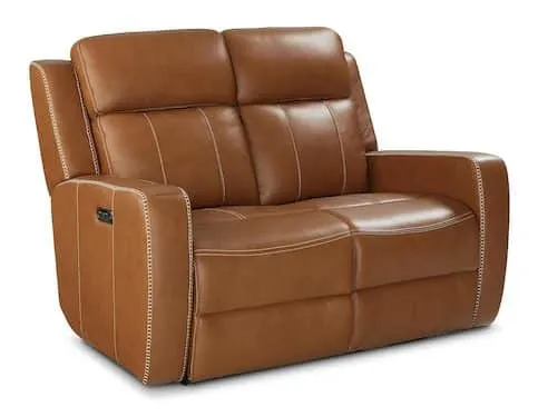 Bassett Club Level 3752-P42T Norwood Leather Power Reclining Loveseat – Norwood Tan