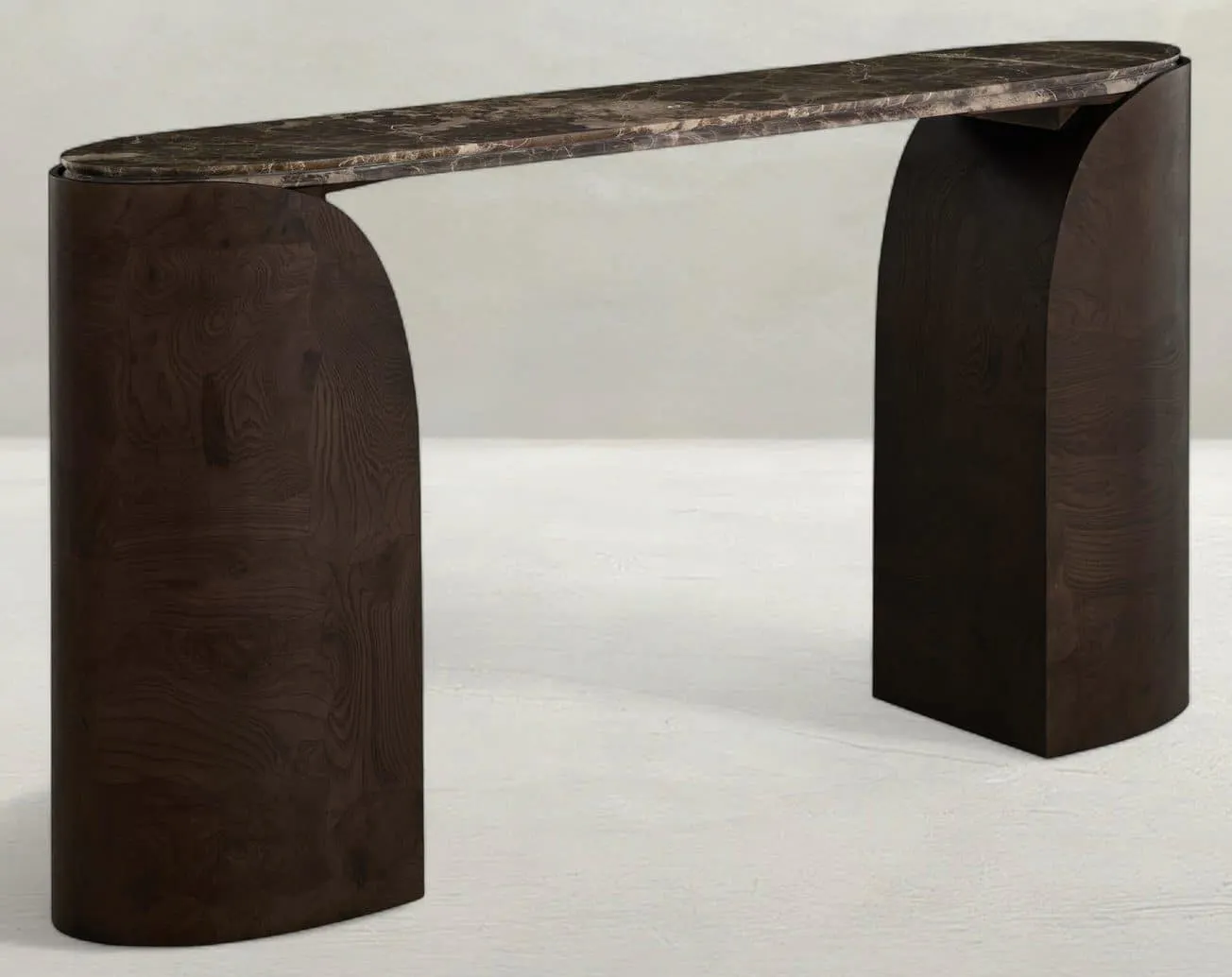 Gabby Home SCH-175956 Summit Ash Burl Oval Legged Console Table – Dusk