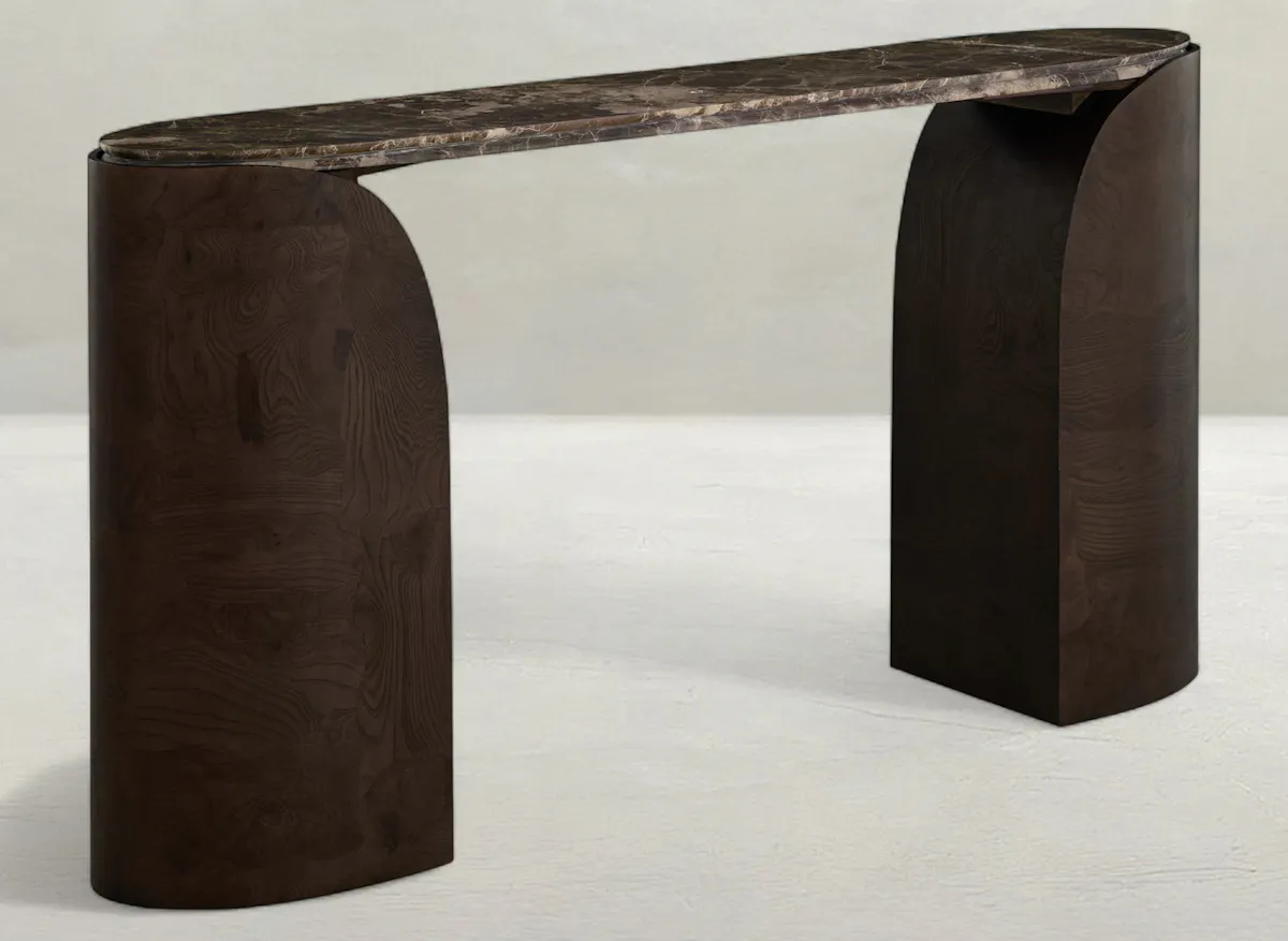 Gabby Home SCH-175956 Summit Ash Burl Oval Legged Console Table - Dusk Gabby Home SCH-175956 Summit Ash Burl Oval Legged Console Table - Dusk