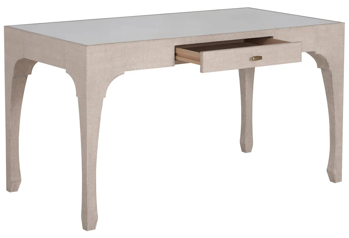 Gabby Home SCH-176056 Vesey Mahogany Wood Desk - 1 Drawers, Whitewashed Raffia Gabby Home SCH-176056 Vesey Mahogany Wood Desk - 1 Drawers, Whitewashed Raffia