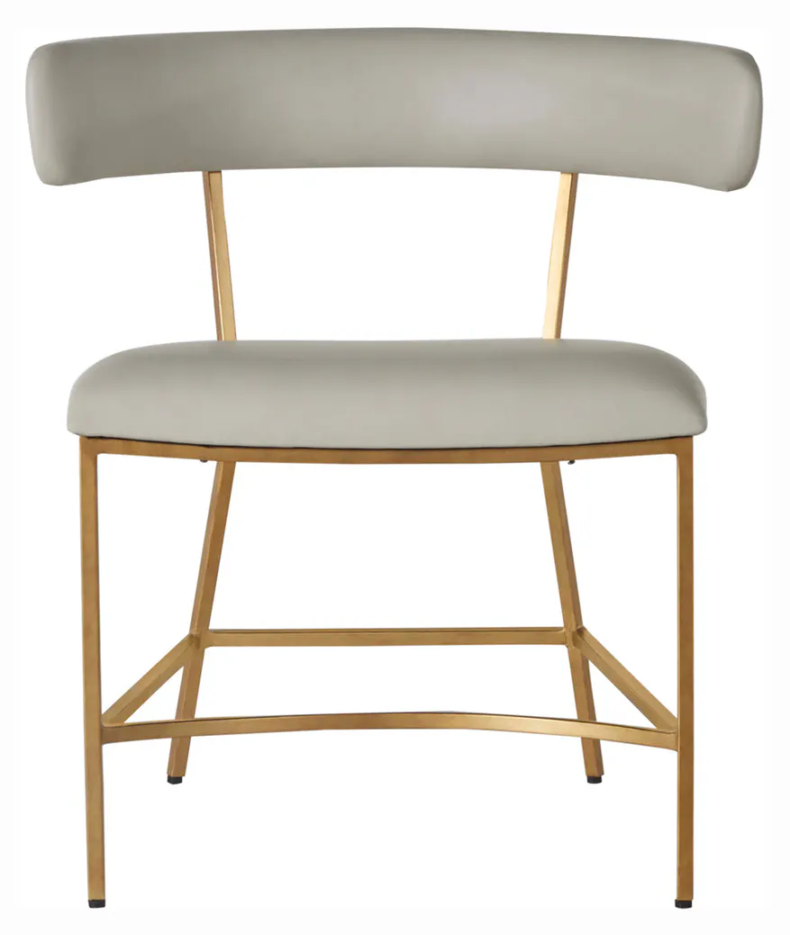 Gabby Home SCH-167080 Mason Faux Leather Metal Dining Chair - Gray Antique Gold Gabby Home SCH-167080 Mason Faux Leather Metal Dining Chair - Gray Antique Gold