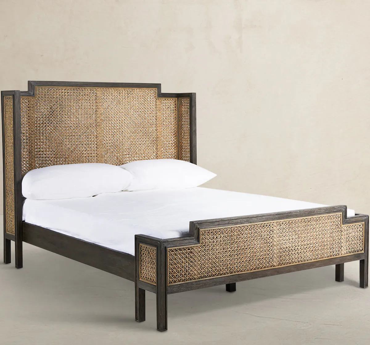 Gabby Home SCH-169350 Camille Natural Rattan Wood Transitional Cane Bed - King, Brown Gabby Home SCH-169350 Camille Natural Rattan Wood Transitional Cane Bed - King, Brown