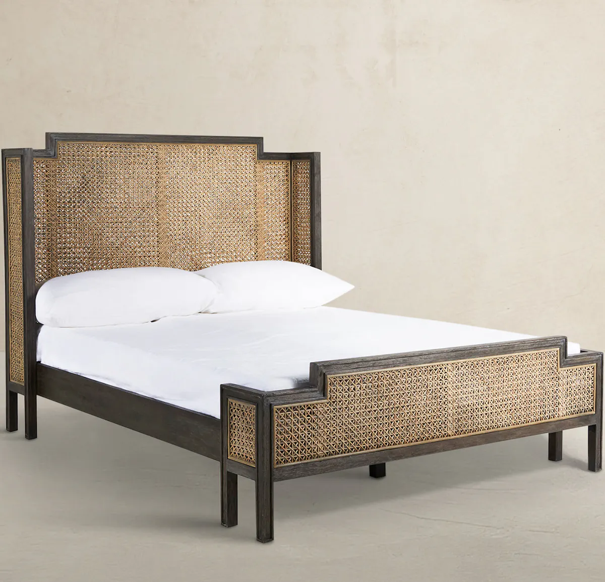 Gabby Home SCH-169350 Camille Natural Rattan Wood Transitional Cane Bed - King, Brown Gabby Home SCH-169350 Camille Natural Rattan Wood Transitional Cane Bed - King, Brown