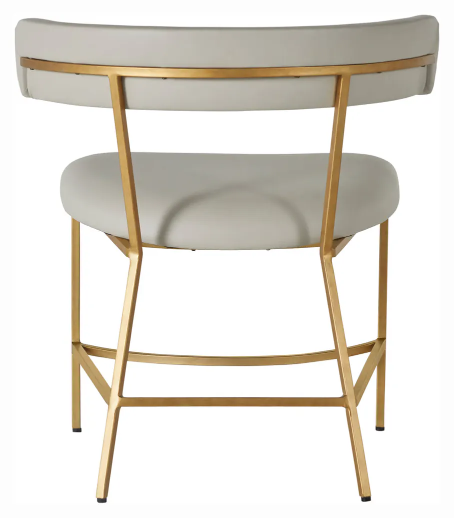 Gabby Home SCH-167080 Mason Faux Leather Metal Dining Chair - Gray Antique Gold Gabby Home SCH-167080 Mason Faux Leather Metal Dining Chair - Gray Antique Gold