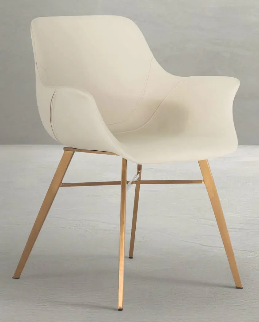 Gabby Home SCH-175624 Channing Faux Leather Metal Dining Chair – White Gold