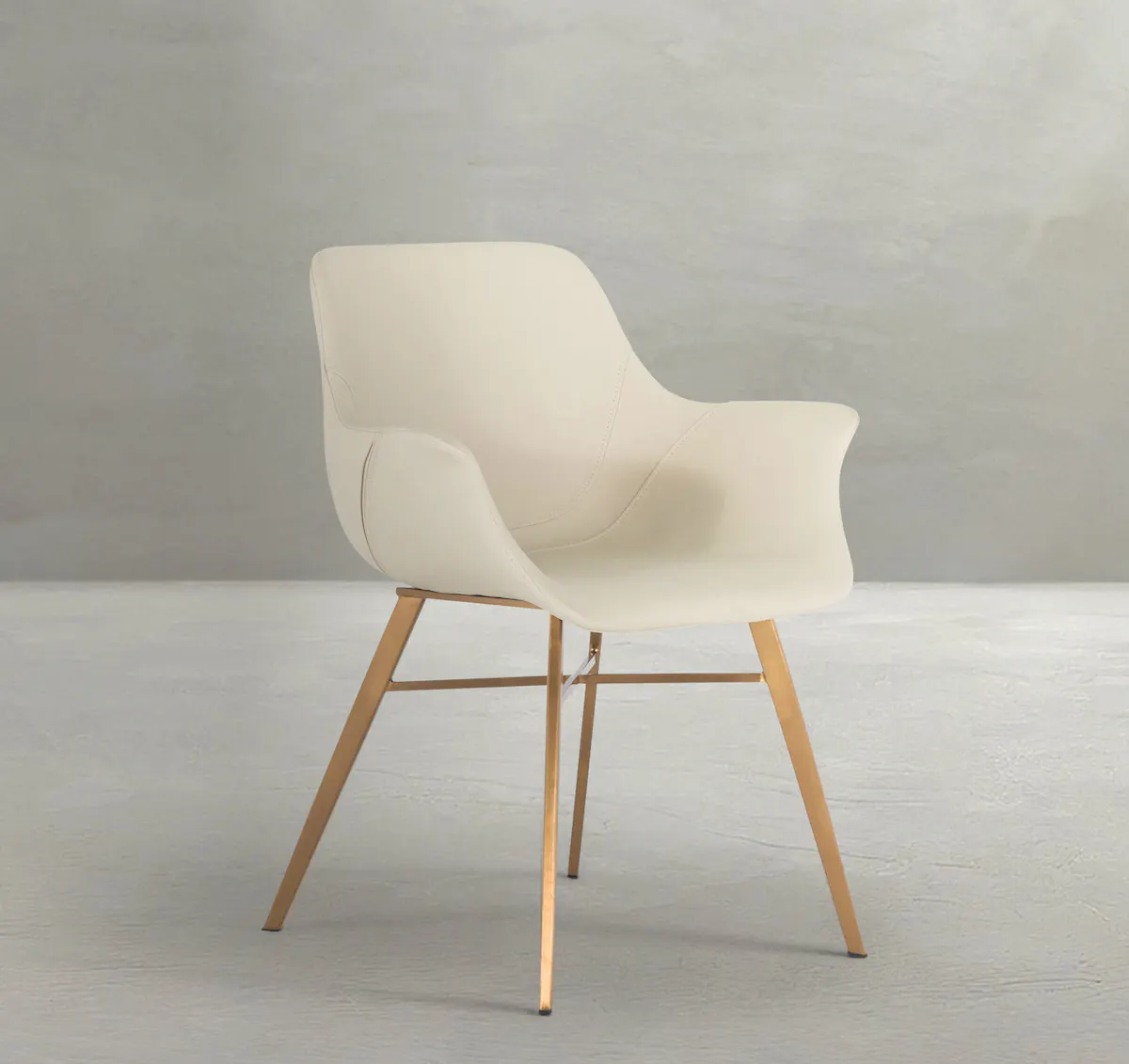 Gabby Home SCH-175624 Channing Faux Leather Metal Dining Chair - White Gold Gabby Home SCH-175624 Channing Faux Leather Metal Dining Chair - White Gold