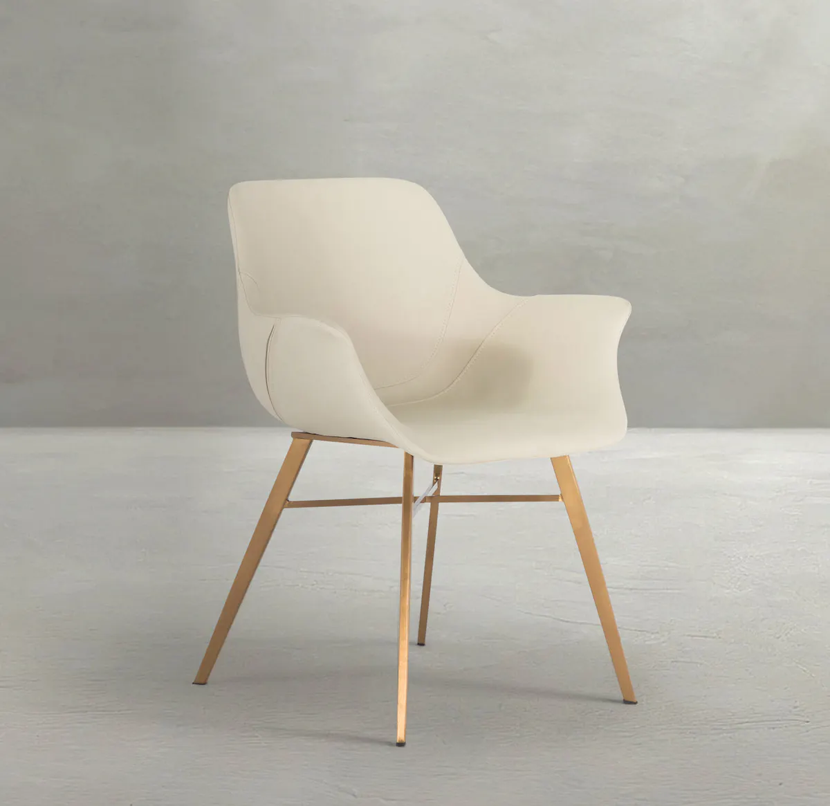Gabby Home SCH-175624 Channing Faux Leather Metal Dining Chair - White Gold Gabby Home SCH-175624 Channing Faux Leather Metal Dining Chair - White Gold