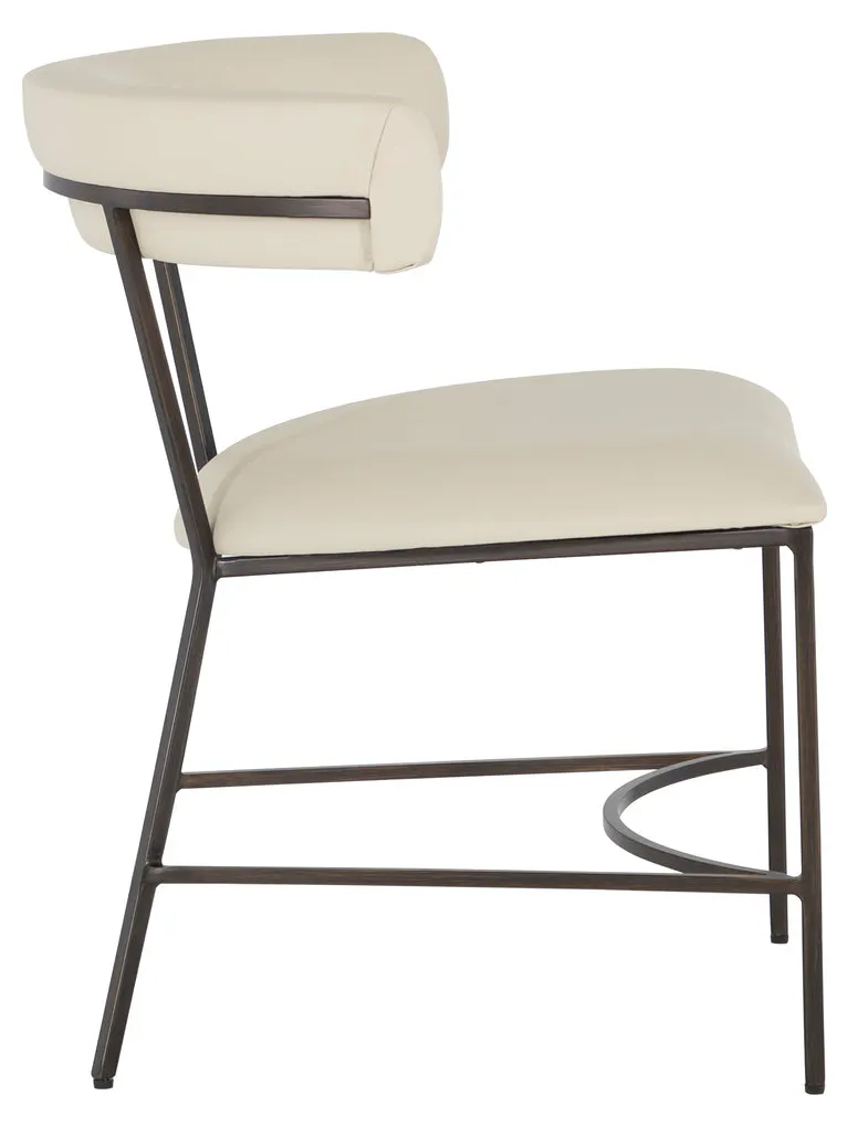 Gabby Home SCH-175625 Matlock Metal Faux Leather Dining Chair - White Dark Bronze Gabby Home SCH-175625 Matlock Metal Faux Leather Dining Chair - White Dark Bronze