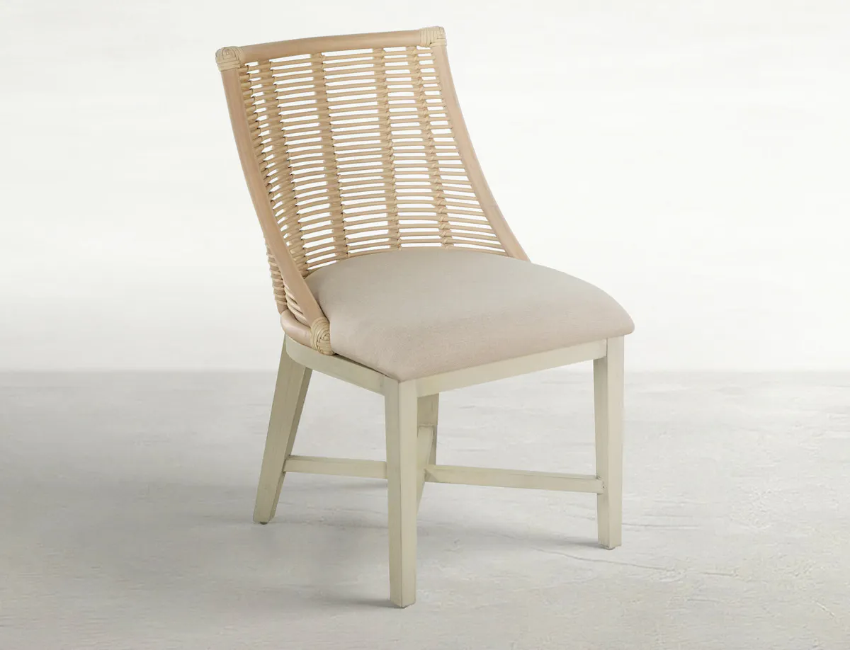 Gabby Home SCH-166350 Hamlet Natural Rattan Leather Dining Chair - White Vienna Custard Sesame Gabby Home SCH-166350 Hamlet Natural Rattan Leather Dining Chair - White Vienna Custard Sesame