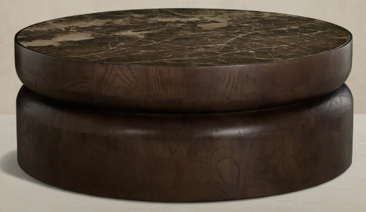 Gabby Home SCH-175969 Summit Ash Burl Circle Pedestal Coffee Table - Dusk Gabby Home SCH-175969 Summit Ash Burl Circle Pedestal Coffee Table - Dusk