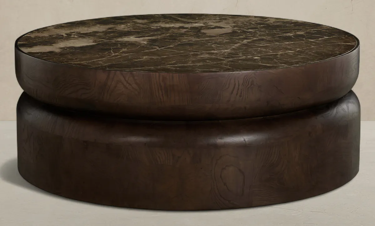 Gabby Home SCH-175969 Summit Ash Burl Circle Pedestal Coffee Table - Dusk Gabby Home SCH-175969 Summit Ash Burl Circle Pedestal Coffee Table - Dusk