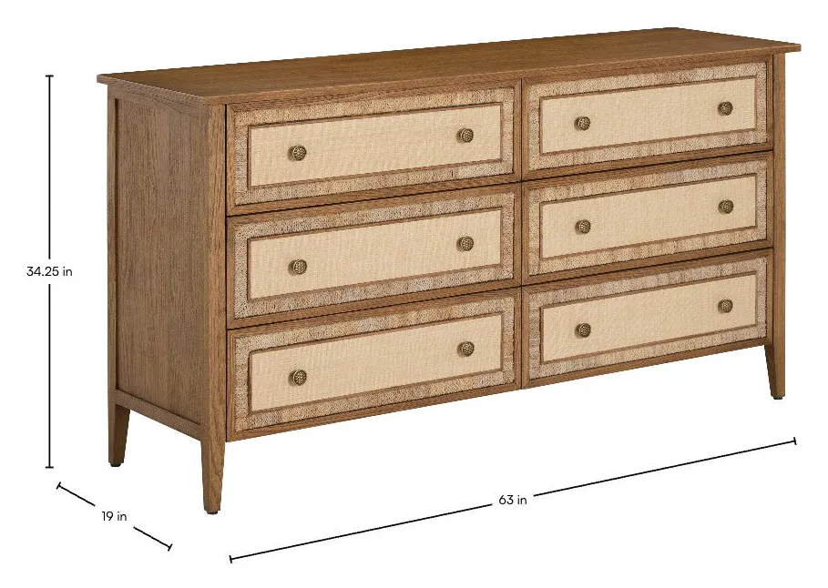 Gabby Home SCH-176042 Grand Bermuda Sungkai Wood Dresser - 6 Drawers, Sandbar Gabby Home SCH-176042 Grand Bermuda Sungkai Wood Dresser - 6 Drawers, Sandbar