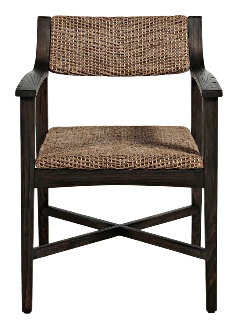 Gabby Home SCH-160340 Richard Rubber Wood Seagrass Mod Curved Armchair - Dark Brown Gabby Home SCH-160340 Richard Rubber Wood Seagrass Mod Curved Armchair - Dark Brown