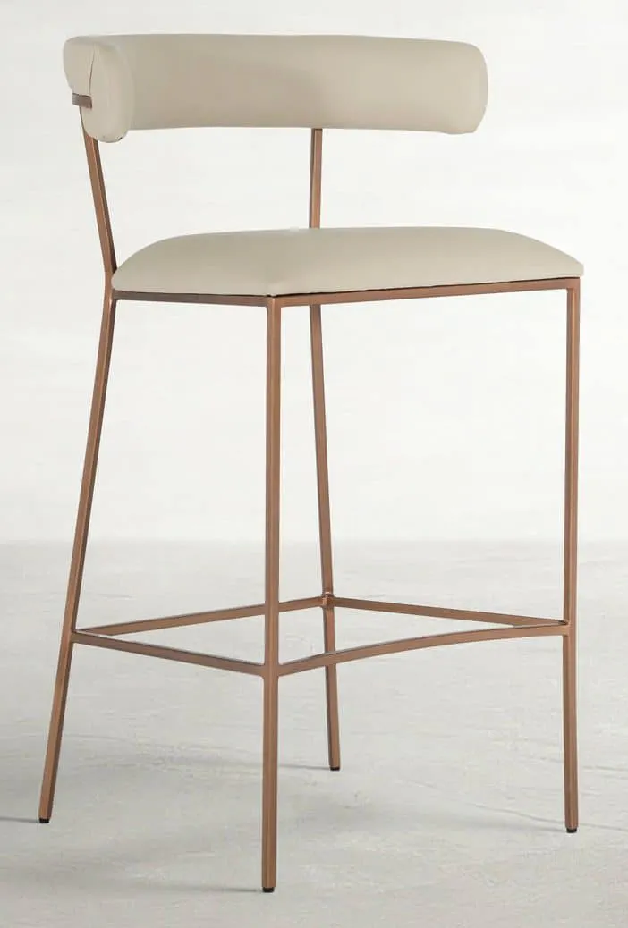 Gabby Home SCH-175539 Matlock Metal Faux Leather Bar Stool – White Brass