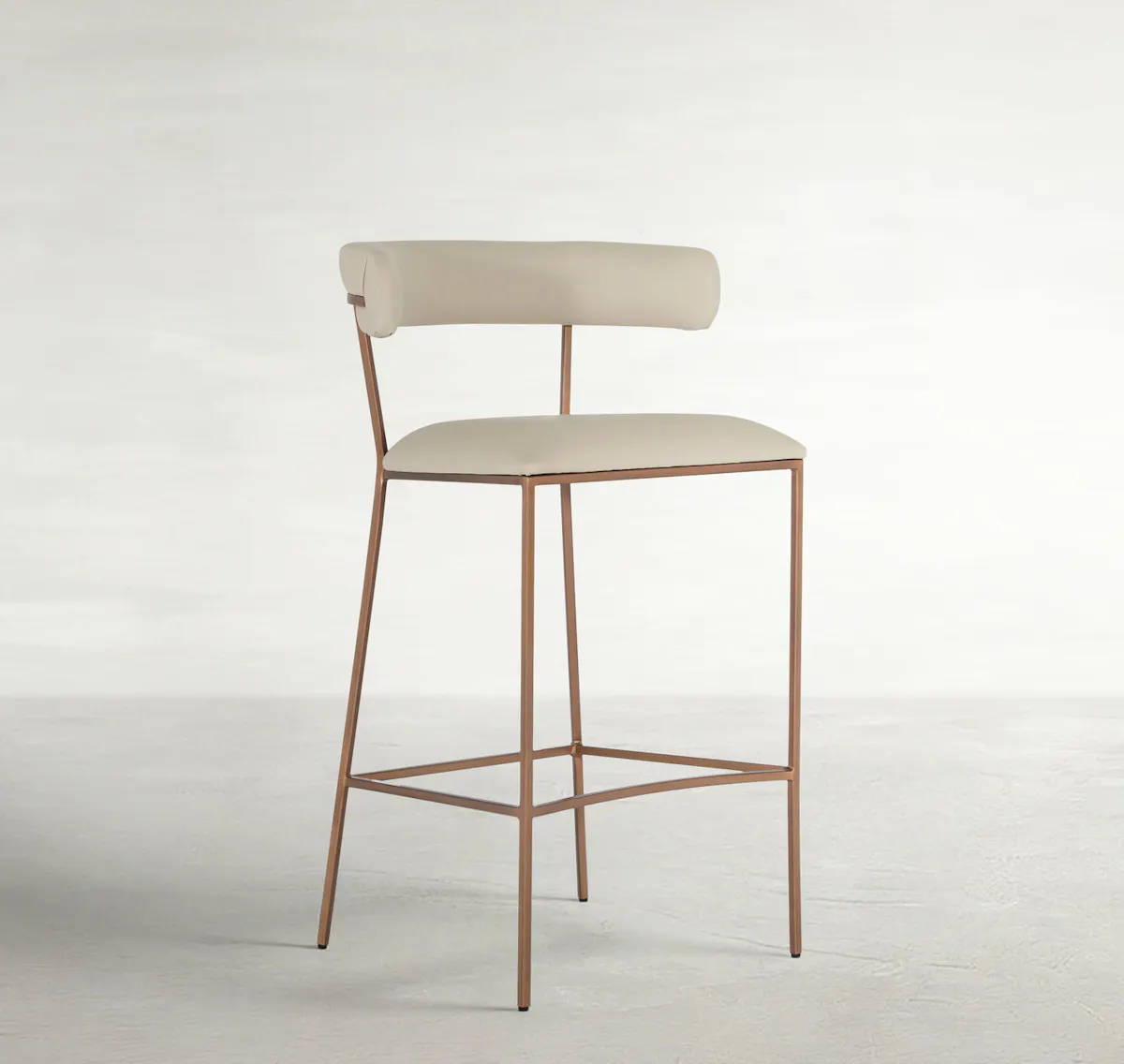 Gabby Home SCH-175539 Matlock Metal Faux Leather Bar Stool - White Brass Gabby Home SCH-175539 Matlock Metal Faux Leather Bar Stool - White Brass