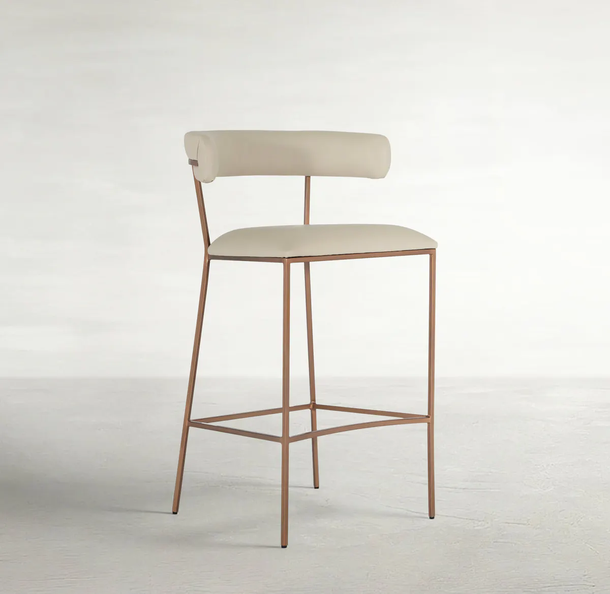 Gabby Home SCH-175539 Matlock Metal Faux Leather Bar Stool - White Brass Gabby Home SCH-175539 Matlock Metal Faux Leather Bar Stool - White Brass