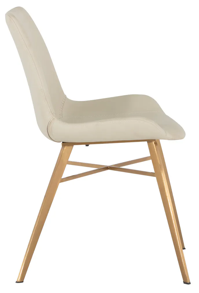 Gabby Home SCH-175623 Hines Faux Leather Stainless Steel Dining Chair - White Gold Gabby Home SCH-175623 Hines Faux Leather Stainless Steel Dining Chair - White Gold