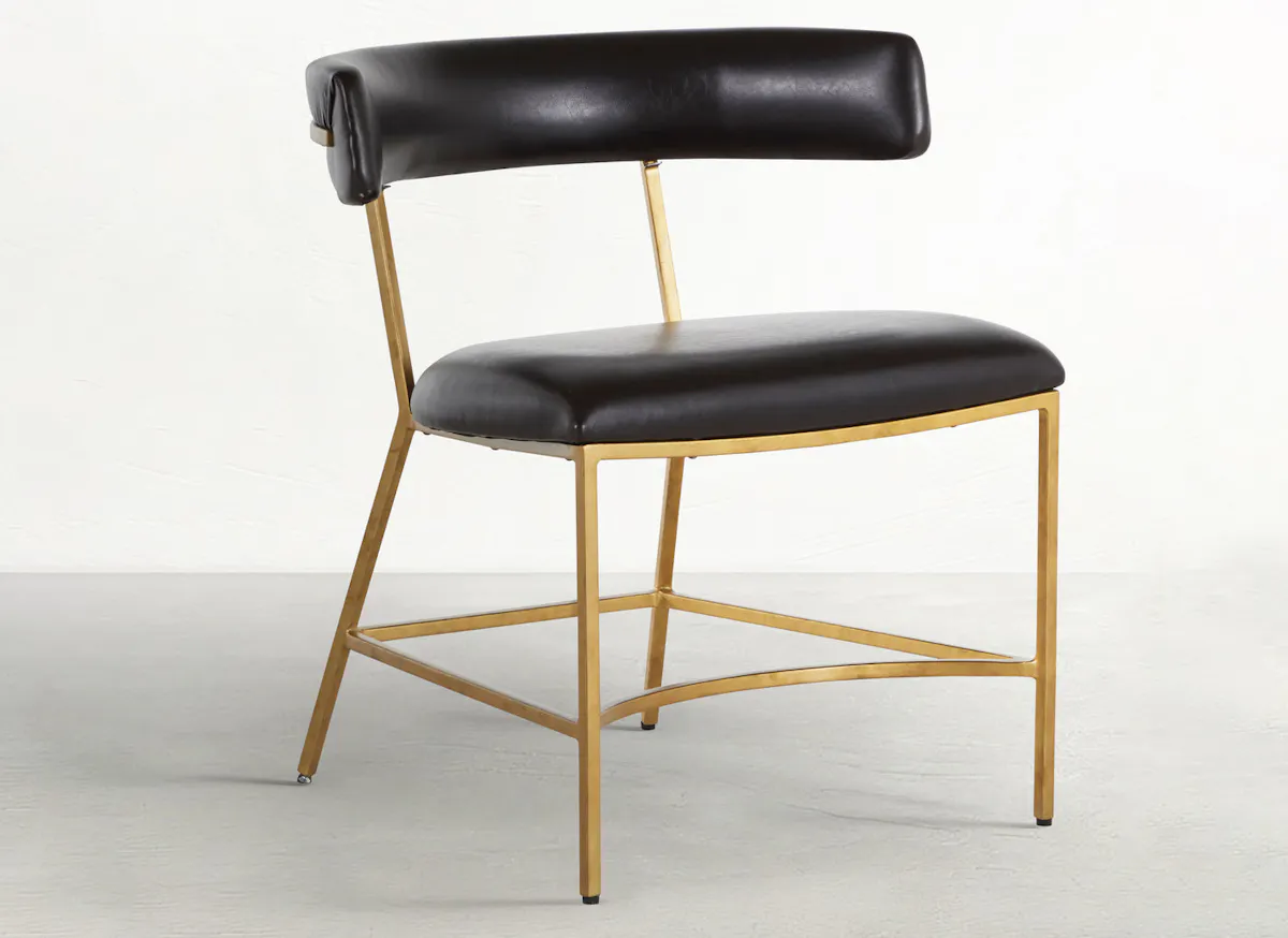 Gabby Home SCH-167075 Matthew Faux Leather Metal Dining Chair - Dark Brown Antique Gold Gabby Home SCH-167075 Matthew Faux Leather Metal Dining Chair - Dark Brown Antique Gold