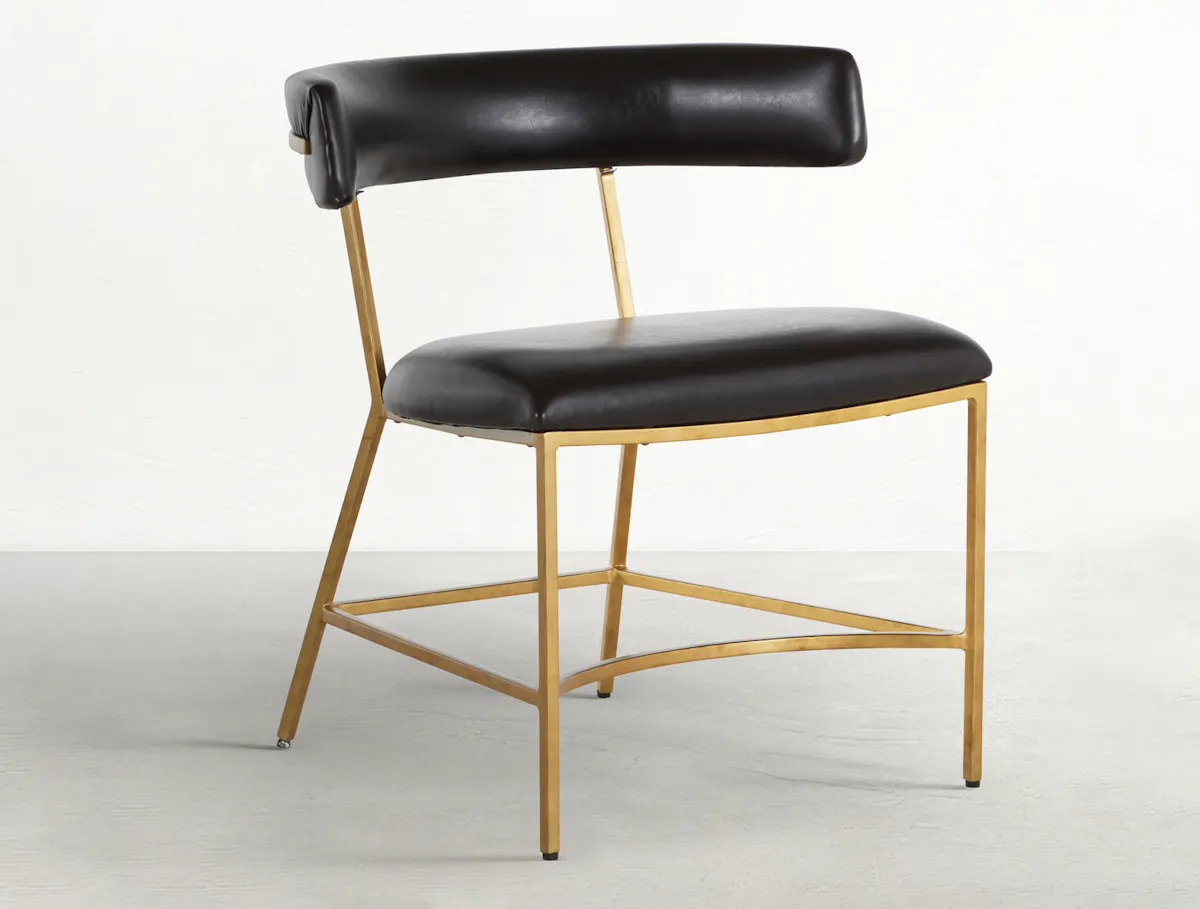 Gabby Home SCH-167075 Matthew Faux Leather Metal Dining Chair - Dark Brown Antique Gold Gabby Home SCH-167075 Matthew Faux Leather Metal Dining Chair - Dark Brown Antique Gold