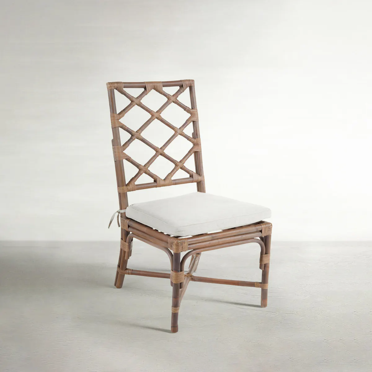Gabby Home SCH-150180 Kennedy Natural Rattan Linen Crisscrossed Back Dining Chair - Cream Gabby Home SCH-150180 Kennedy Natural Rattan Linen Crisscrossed Back Dining Chair - Cream