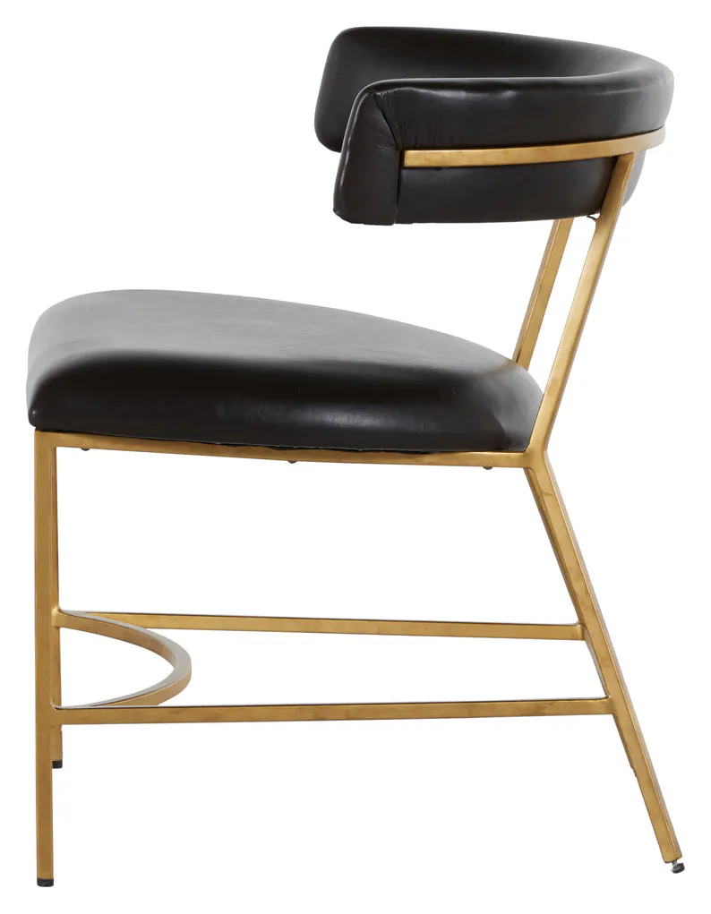 Gabby Home SCH-167075 Matthew Faux Leather Metal Dining Chair - Dark Brown Antique Gold Gabby Home SCH-167075 Matthew Faux Leather Metal Dining Chair - Dark Brown Antique Gold