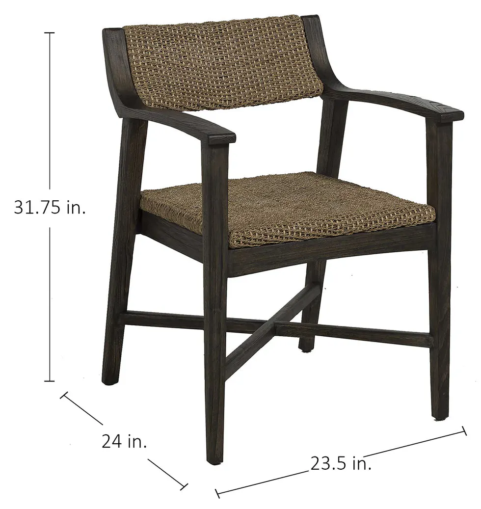 Gabby Home SCH-160340 Richard Rubber Wood Seagrass Mod Curved Armchair - Dark Brown Gabby Home SCH-160340 Richard Rubber Wood Seagrass Mod Curved Armchair - Dark Brown