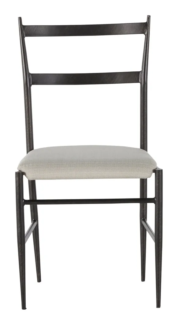 Gabby Home SCH-240510 Ward Faux Leather Iron Tapered Legs Dining Chair - Brushed Black White Gabby Home SCH-240510 Ward Faux Leather Iron Tapered Legs Dining Chair - Brushed Black White