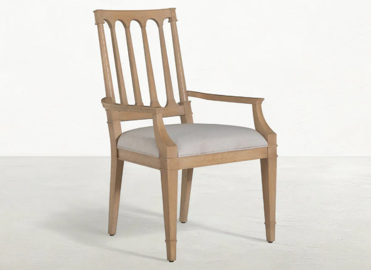 Gabby Home SCH-175993 Mathis Wood Sculpted Back Dining Arm Chair - Rustic French Oak Gabby Home SCH-175993 Mathis Wood Sculpted Back Dining Arm Chair - Rustic French Oak