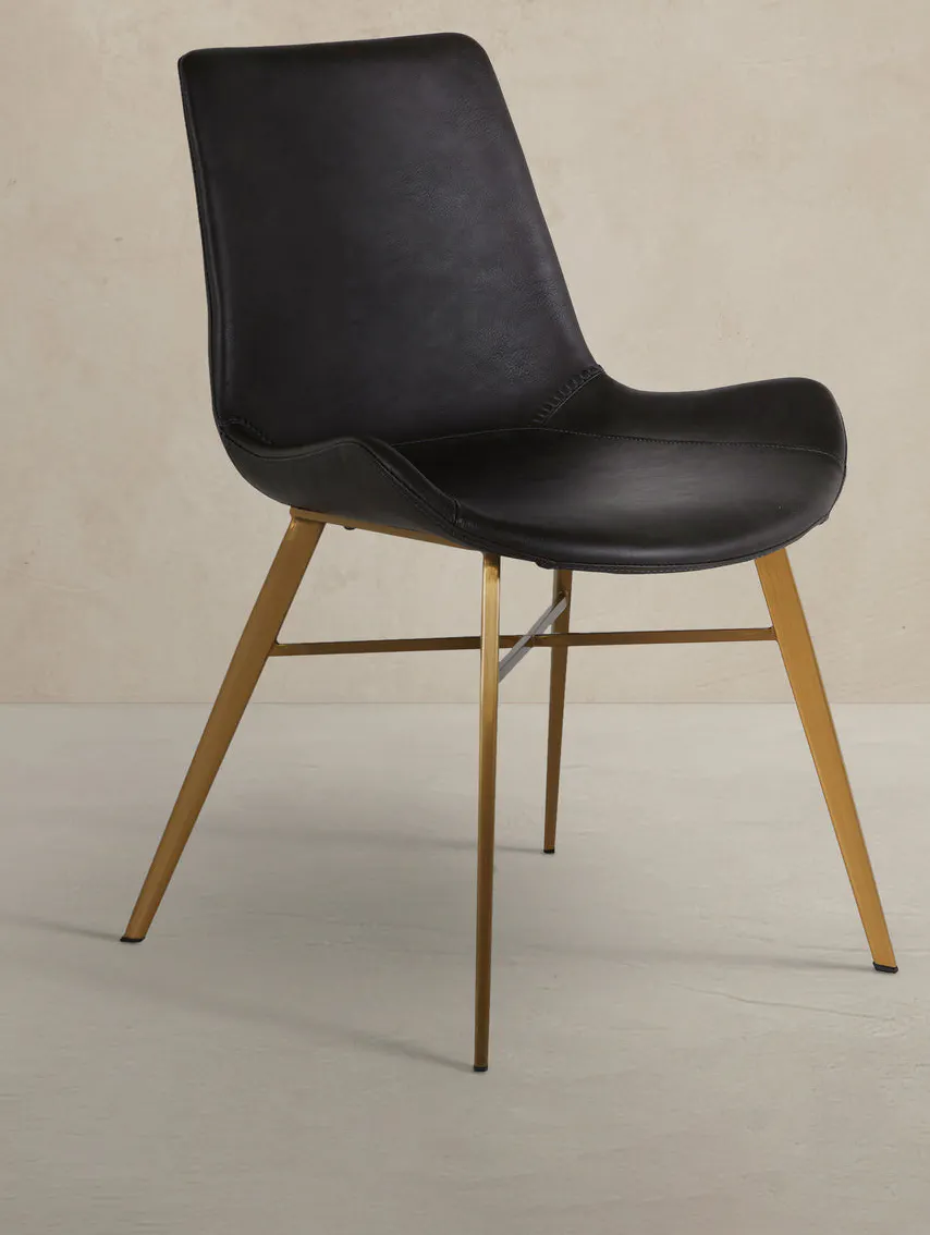Gabby Home SCH-192350 Hines Faux Leather Stainless Steel Dining Chair - Charcoal Brown Gold Gabby Home SCH-192350 Hines Faux Leather Stainless Steel Dining Chair - Charcoal Brown Gold