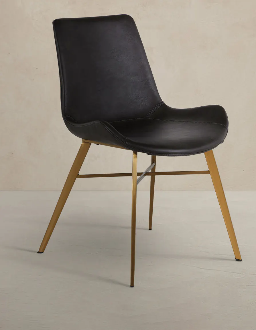 Gabby Home SCH-192350 Hines Faux Leather Stainless Steel Dining Chair - Charcoal Brown Gold Gabby Home SCH-192350 Hines Faux Leather Stainless Steel Dining Chair - Charcoal Brown Gold