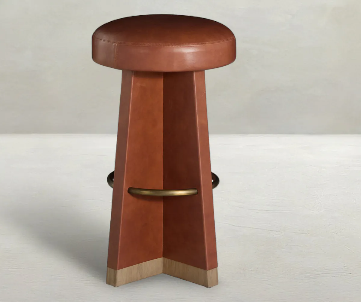 Gabby Home SCH-176009 Plateau Leather Swivel Bar Stool - Dawn Gabby Home SCH-176009 Plateau Leather Swivel Bar Stool - Dawn