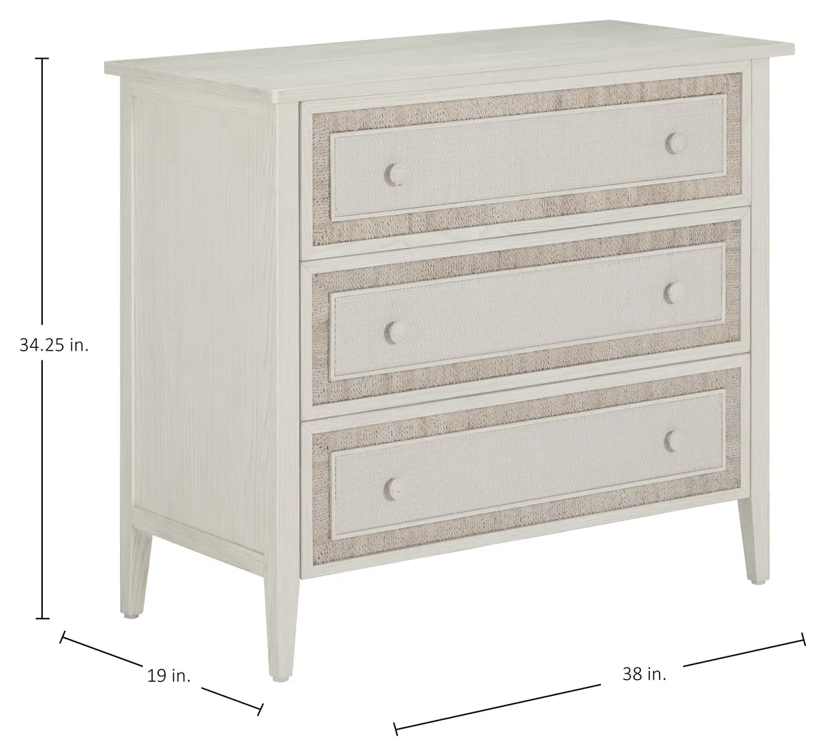 Gabby Home SCH-176029 Grand Bermuda Sungkai Wood Chest - 3 Drawers, Whitewash Gabby Home SCH-176029 Grand Bermuda Sungkai Wood Chest - 3 Drawers, Whitewash