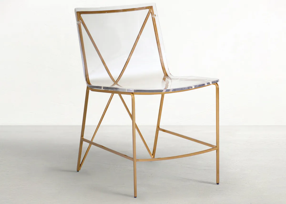 Gabby Home SCH-155390 Johnson Iron Acrylic Dining Chair - Antique Gold Gabby Home SCH-155390 Johnson Iron Acrylic Dining Chair - Antique Gold