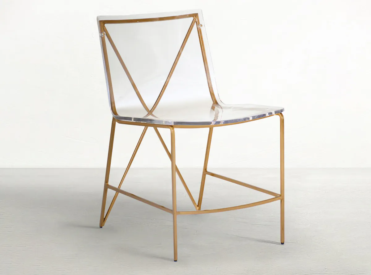 Gabby Home SCH-155390 Johnson Iron Acrylic Dining Chair - Antique Gold Gabby Home SCH-155390 Johnson Iron Acrylic Dining Chair - Antique Gold