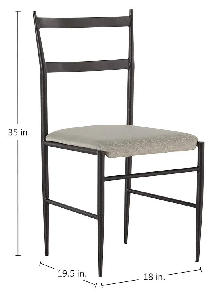Gabby Home SCH-240510 Ward Faux Leather Iron Tapered Legs Dining Chair - Brushed Black White Gabby Home SCH-240510 Ward Faux Leather Iron Tapered Legs Dining Chair - Brushed Black White